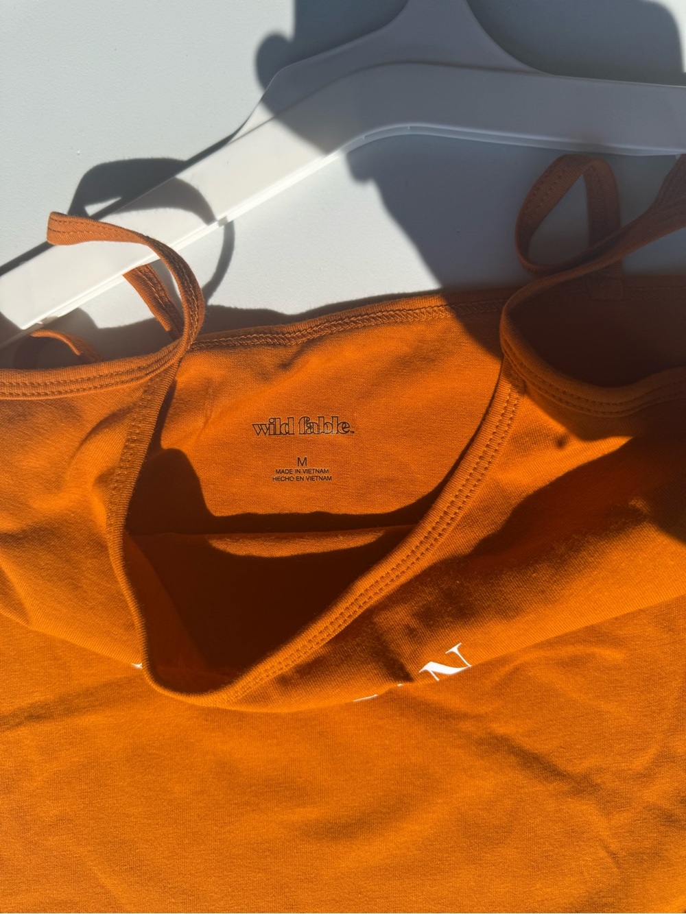 wild fable Rust Orange ‘American Football’ Crop Tank with White Side Stripes - Picture 4 of 6